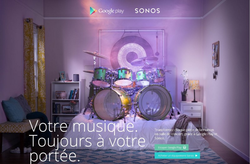 Votre musique. Amplifiée. Grâce à Google Play et Sonos(1)